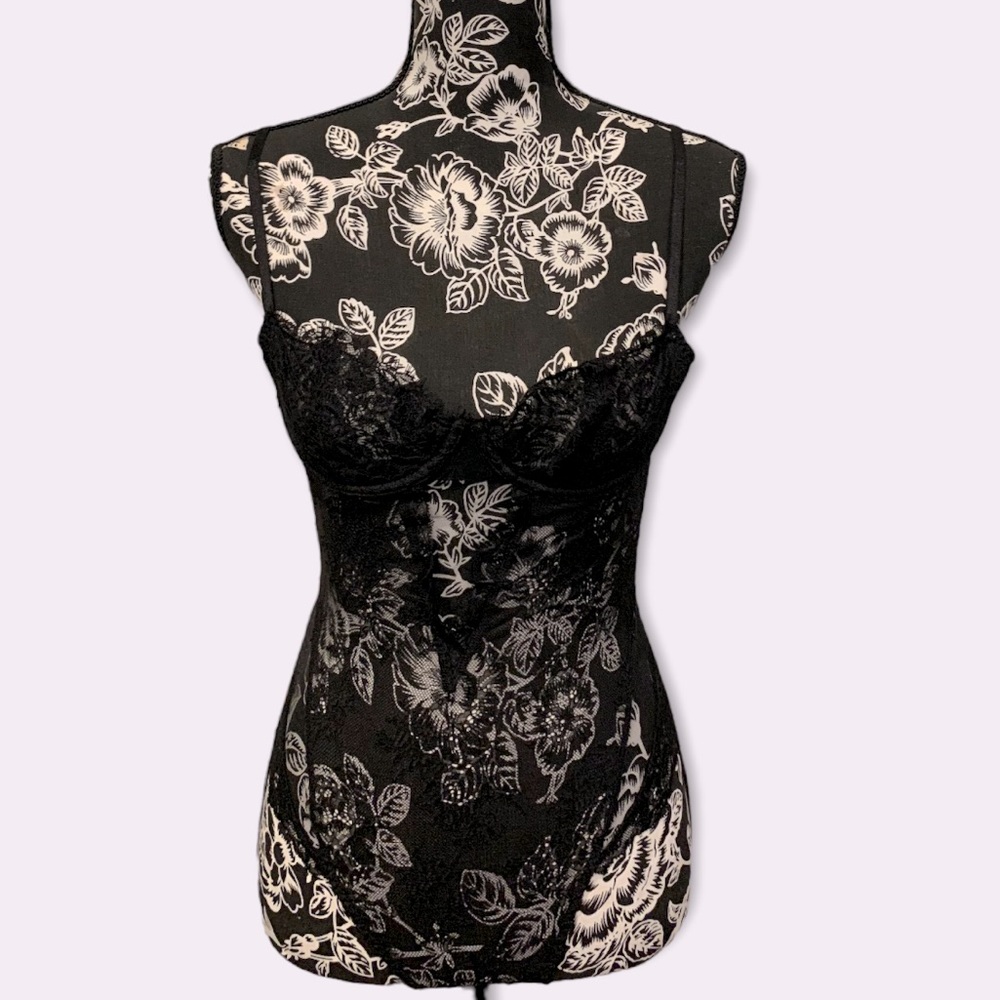 Black lace lingerie bodysuit